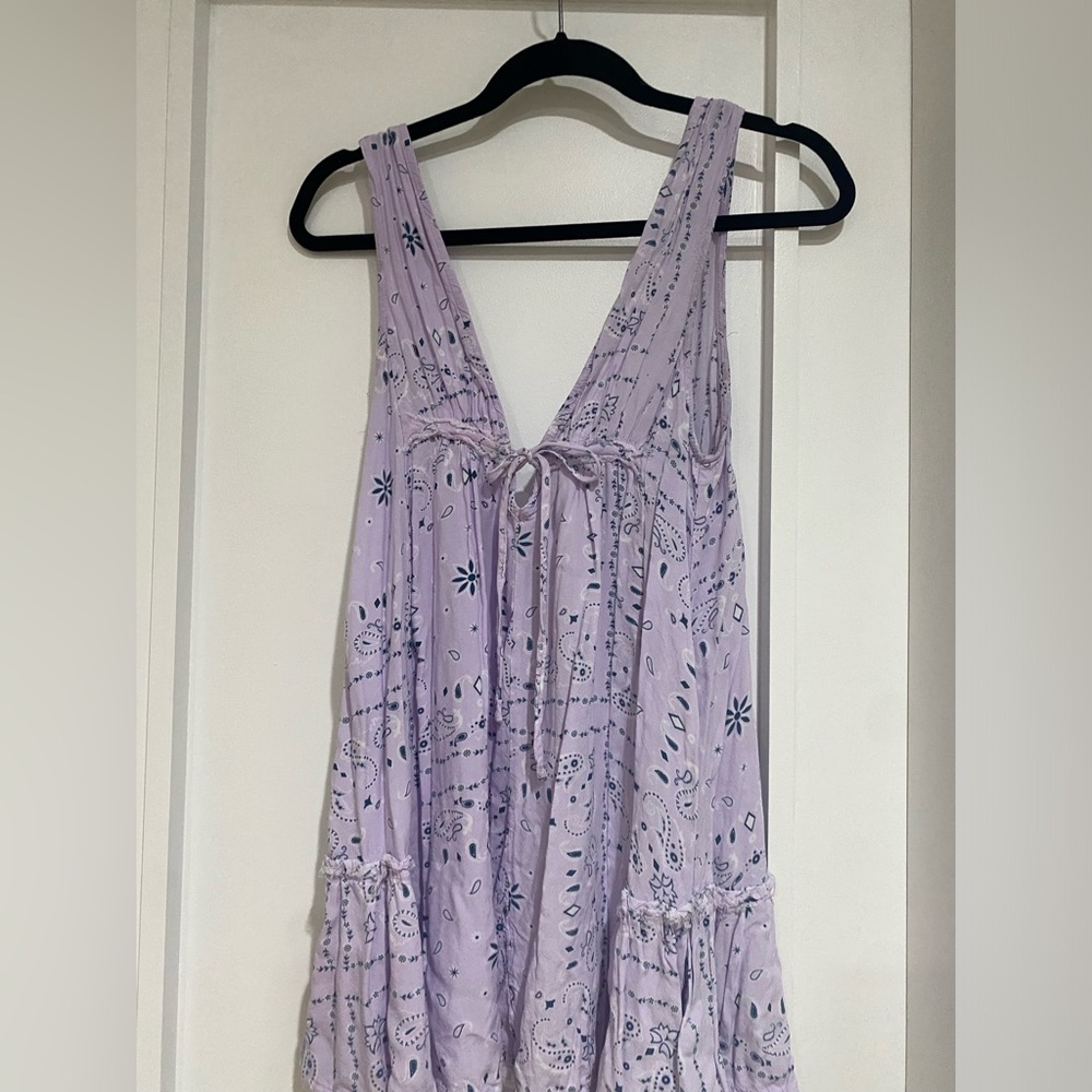 Ocean drive mini dress v neck cute for beach cover up or over shorts tie front